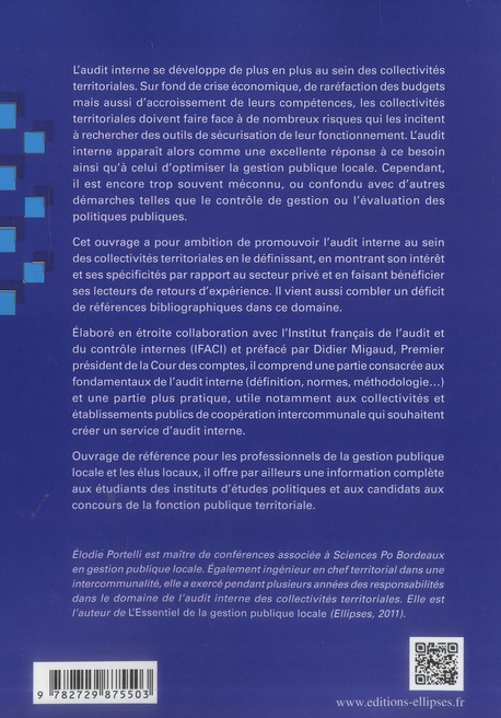 Quatrième de couverture de « AUDIT INTERNE DES COLLECTIVITES TERRITORIALES »