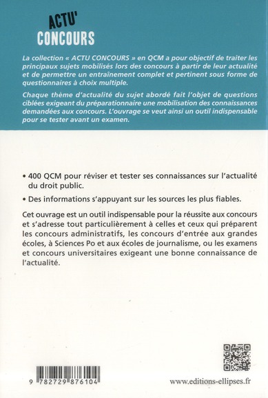 Quatrième de couverture de « DROIT PUBLIC EN QCM 2013-2014 »