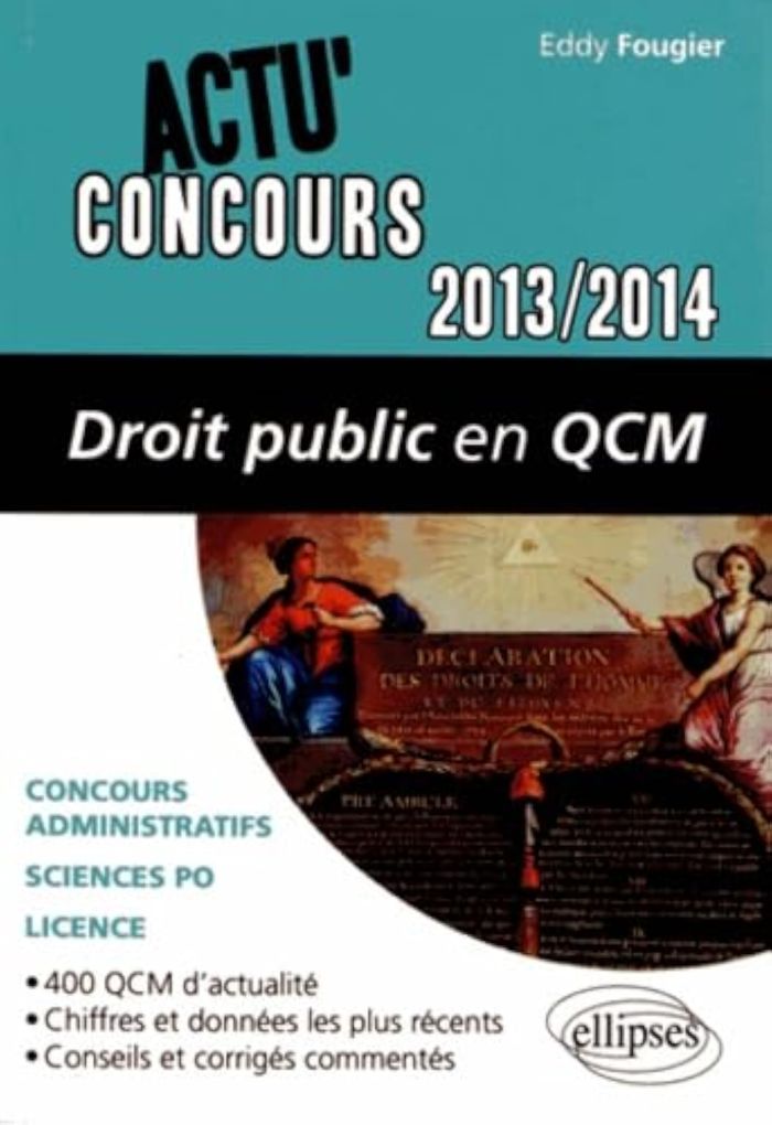 Couverture du livre « DROIT PUBLIC EN QCM 2013-2014 » de Eddy Fougier, librairie Les Contes Infusés à Corte