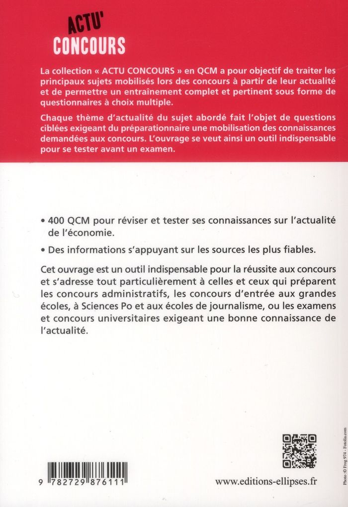 Quatrième de couverture de « ECONOMIE EN QCM 2013-2014 »