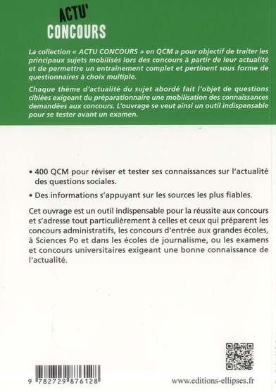 Quatrième de couverture de « QUESTIONS SOCIALES EN QCM - 2013-2014 »