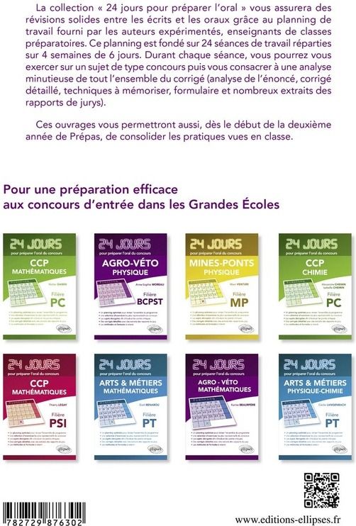Quatrième de couverture de « BIOLOGIE 24 JOURS POUR PREPARER L'ORAL DU CONCOURS AGRO-VETO - FILIERE BCPST »