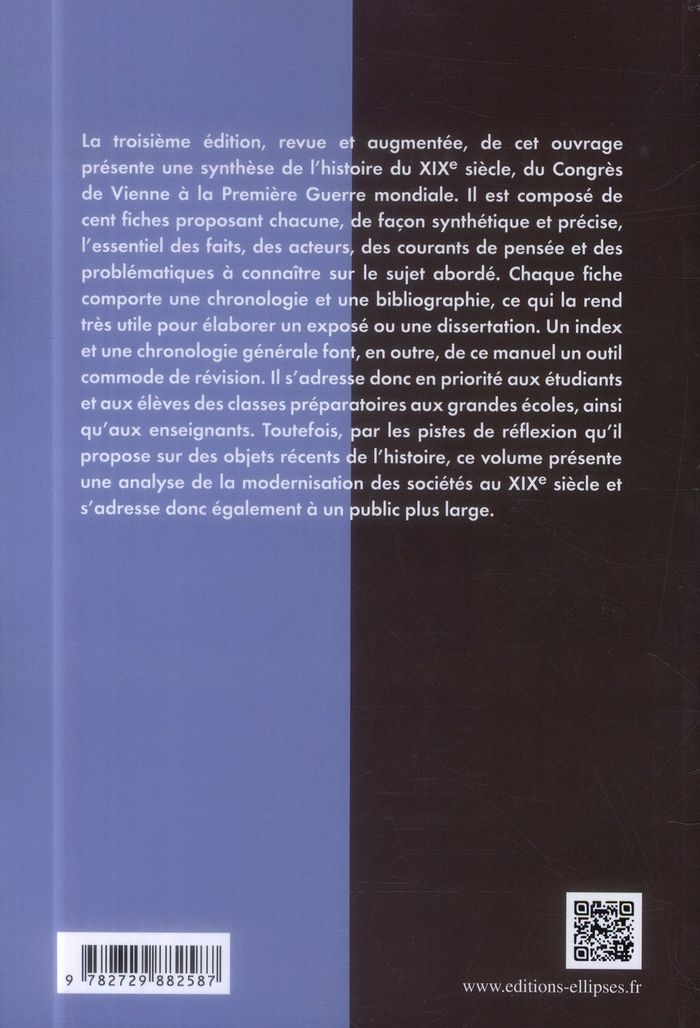 Quatrième de couverture de « L'HISTOIRE DU XIXE SIECLE EN FICHES »