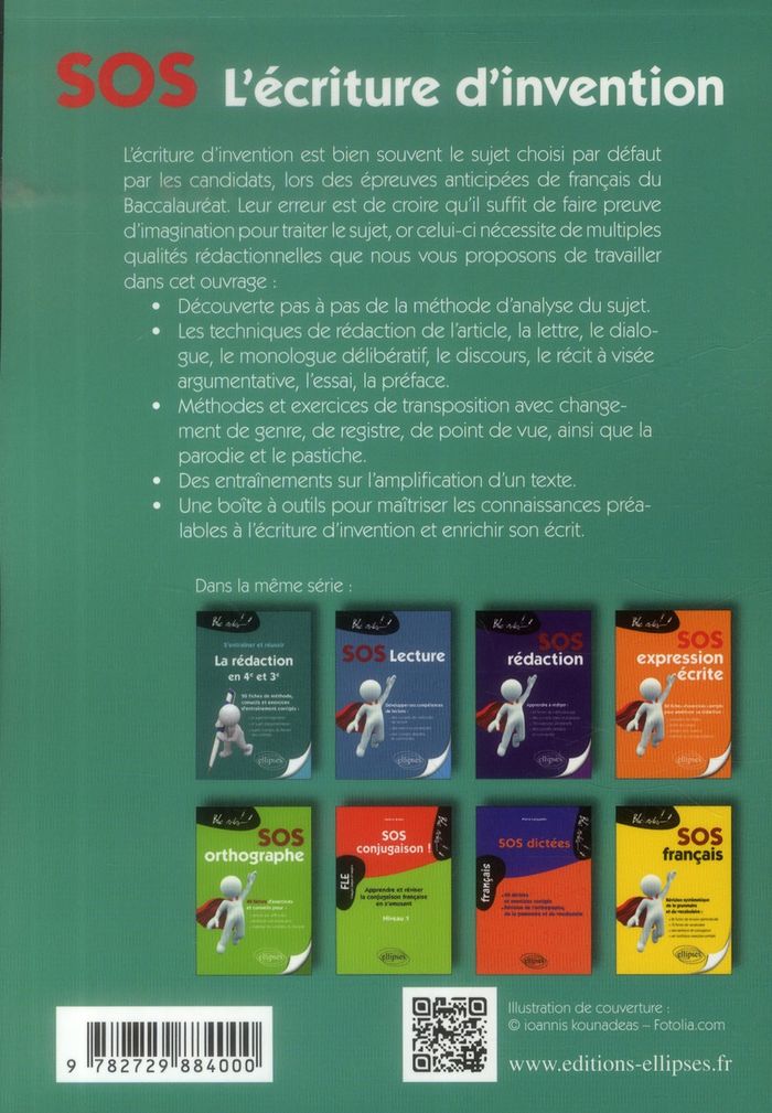 Quatrième de couverture de « SOS L'ECRITURE D'INVENTION - PREMIERES TOUTES SERIES »