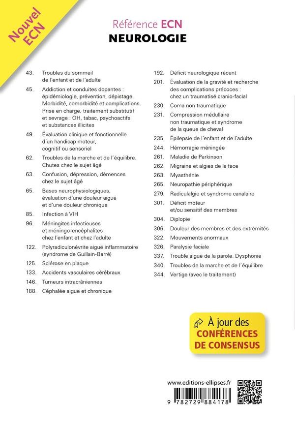 Quatrième de couverture de « NEUROLOGIE EN 1000 QROC »