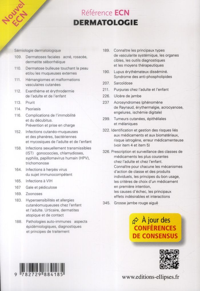 Quatrième de couverture de « DERMATOLOGIE EN 1000 QROC »