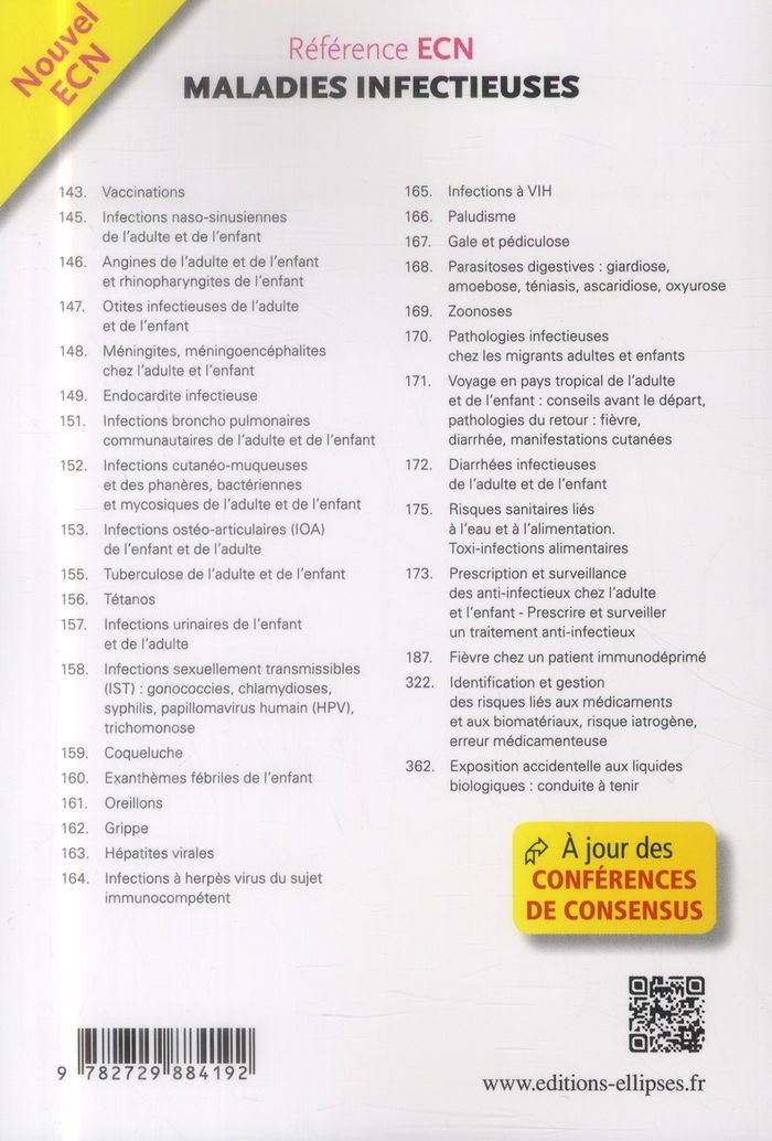 Quatrième de couverture de « MALADIES INFECTIEUSES EN 1000 QROC »