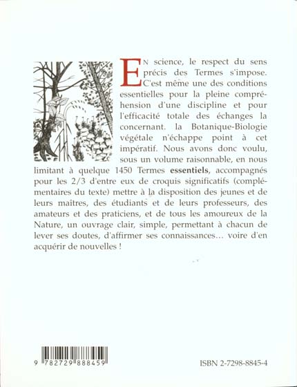 Quatrième de couverture de « DICTIONNAIRE DE BOTANIQUE »