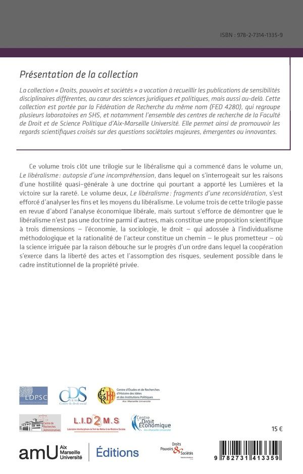 Quatrième de couverture de « Le libéralisme, jalons pour une reconstruction »