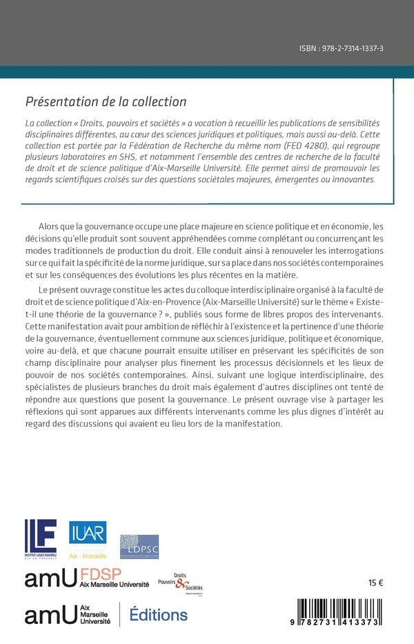 Quatrième de couverture de « Existe-t-il une théorie de la gouvernance ? : approche interdisciplinaire »