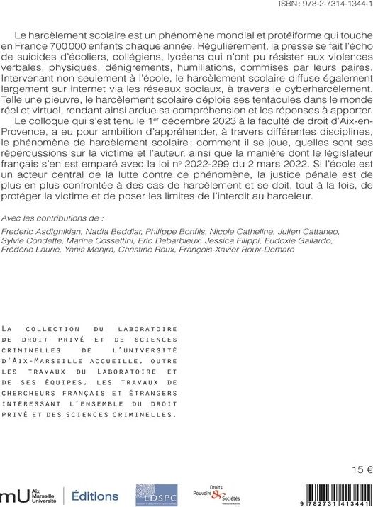 Quatrième de couverture de « Le harcèlement scolaire : comprendre pour agir »