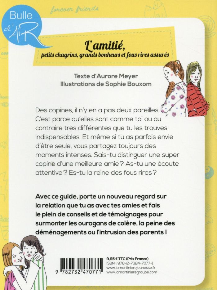 Quatrième de couverture de « L'amitié, petits chagrins, grands bonheurs et fous rires assurés »