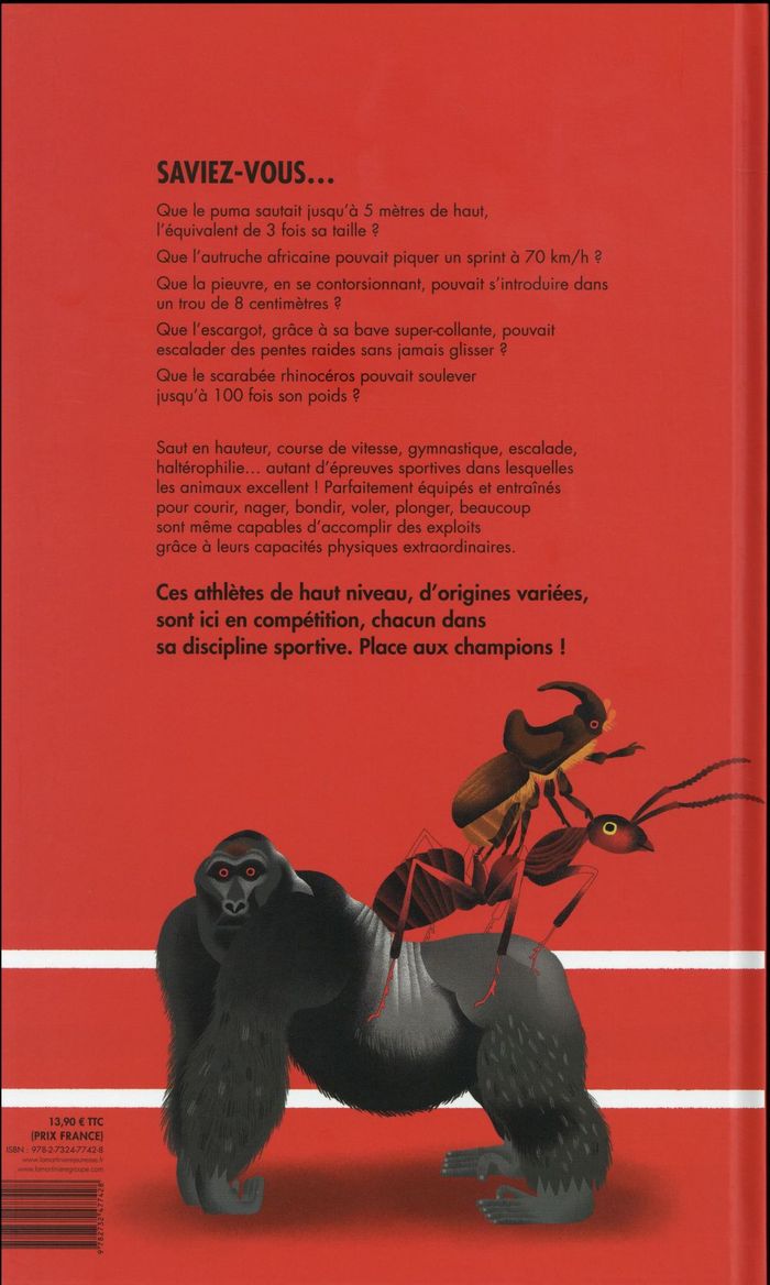 Quatrième de couverture de « 1, 2, 3 partez ! : les exploits sportifs des animaux »