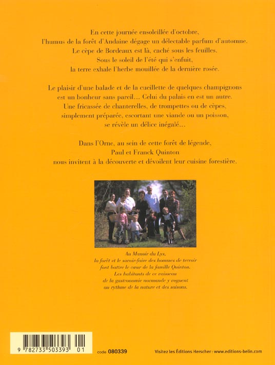 Quatrième de couverture de « CUISINE D'AUTOMNE - AU MANOIR DU LYS »