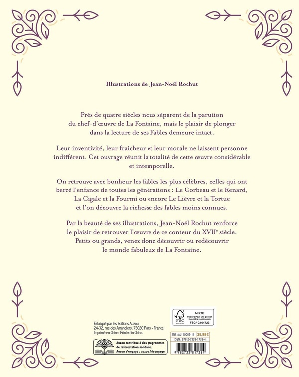 Quatrième de couverture de « LES FABLES DE LA FONTAINE INTEGRALE »