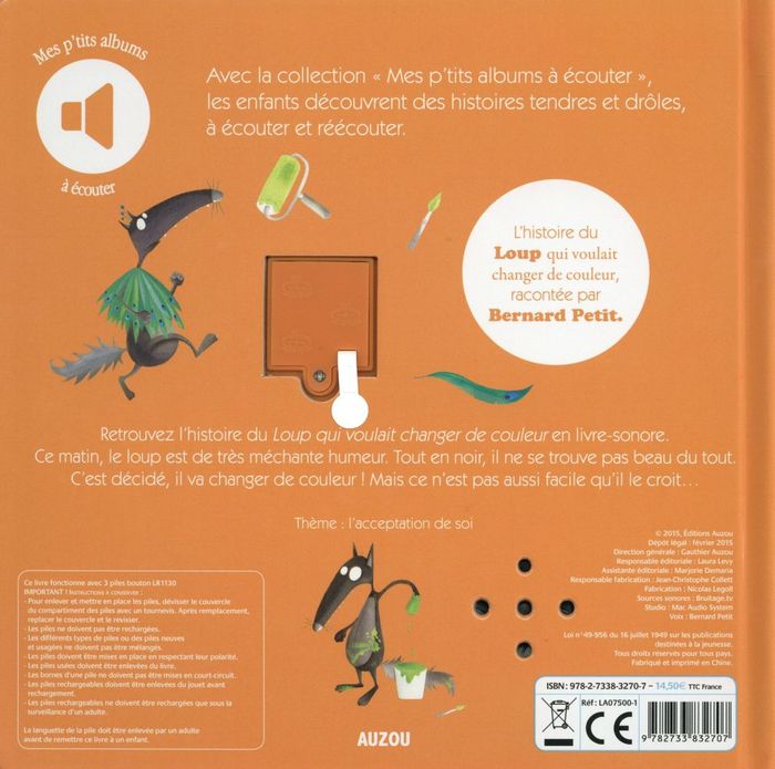 Quatrième de couverture de « Le loup qui voulait changer de couleur »