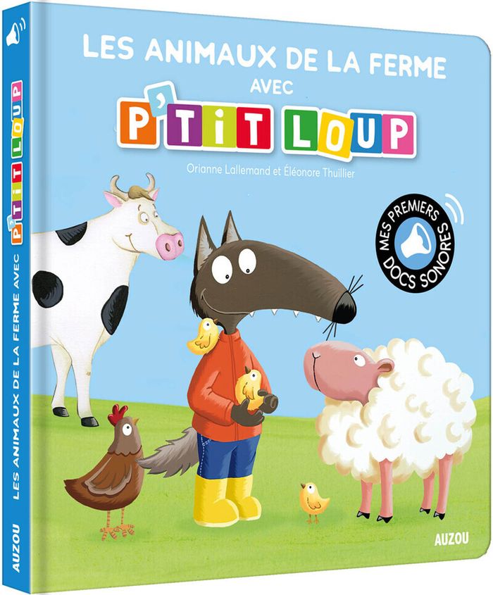 Couverture du livre « Les animaux de la ferme avec P'tit Loup » de Orianne Lallemand, librairie Les Contes Infusés à Corte
