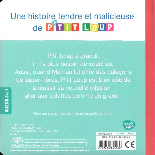 Quatrième de couverture de « P'tit loup ne met plus de couches »