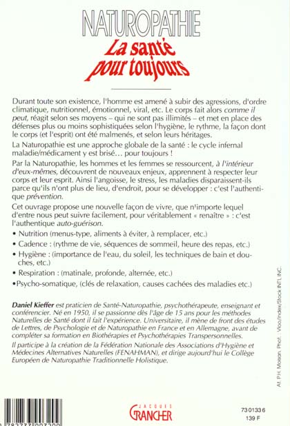 Quatrième de couverture de « NATUROPATHIE : LA SANTE POUR TOUJOURS »