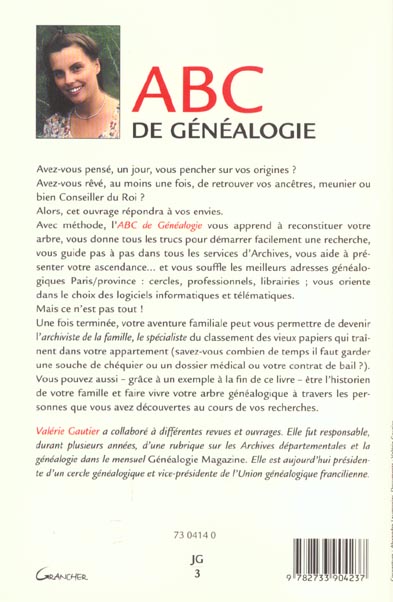 Quatrième de couverture de « ABC DE LA GENEALOGIE »