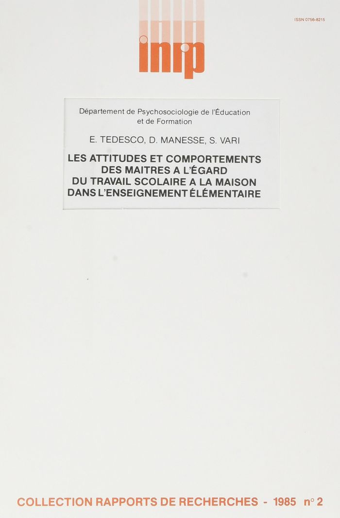 Couverture du livre « LES ATTITUDES ET COMPORTEMENTS DES MAITRES A L'EGARD DU TRAVAIL SCOLAIRE A LA MAISON DANS L'ENSEIGNE » de Emmy Tedesco, librairie Les Contes Infusés à Corte