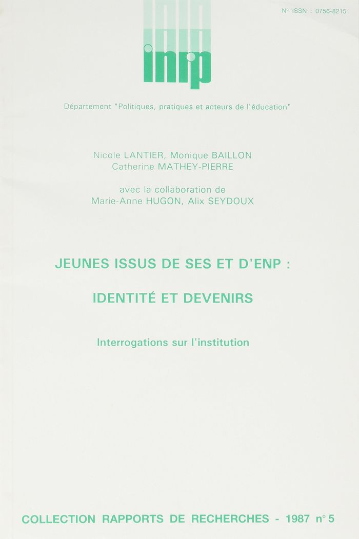 Couverture du livre « JEUNES ISSUS DE SES ET D'ENP, IDENTITE ET DEVENIR » de C. Mathey-Pierre, librairie Les Contes Infusés à Corte