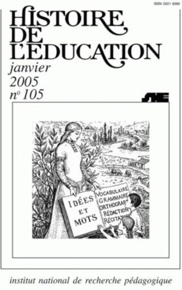 Couverture du livre « HISTOIRE DE L'EDUCATION, N 105/2005 » de Xxx, librairie Les Contes Infusés à Corte