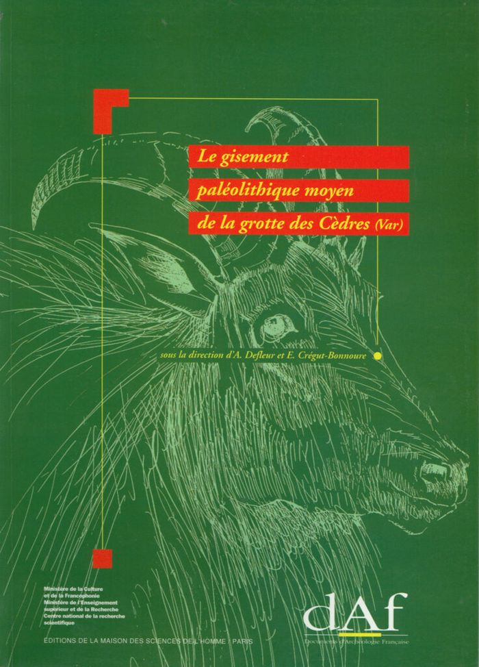 Couverture du livre « LE GISEMENT PALEOLITHIQUE MOYEN DE LA GROTTE DES CEDRES (LE PLAN D'AU PS, VAR) » de Alban Defleur, Cregu, librairie Les Contes Infusés à Corte