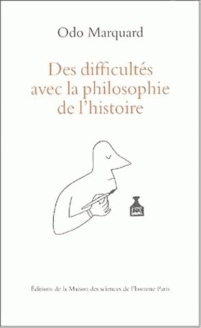 Couverture du livre « DES DIFFICULTES AVEC LA PHILOSOPHIE DE L'HISTOIRE - ESSAIS » de Odo Marquard, librairie Les Contes Infusés à Corte