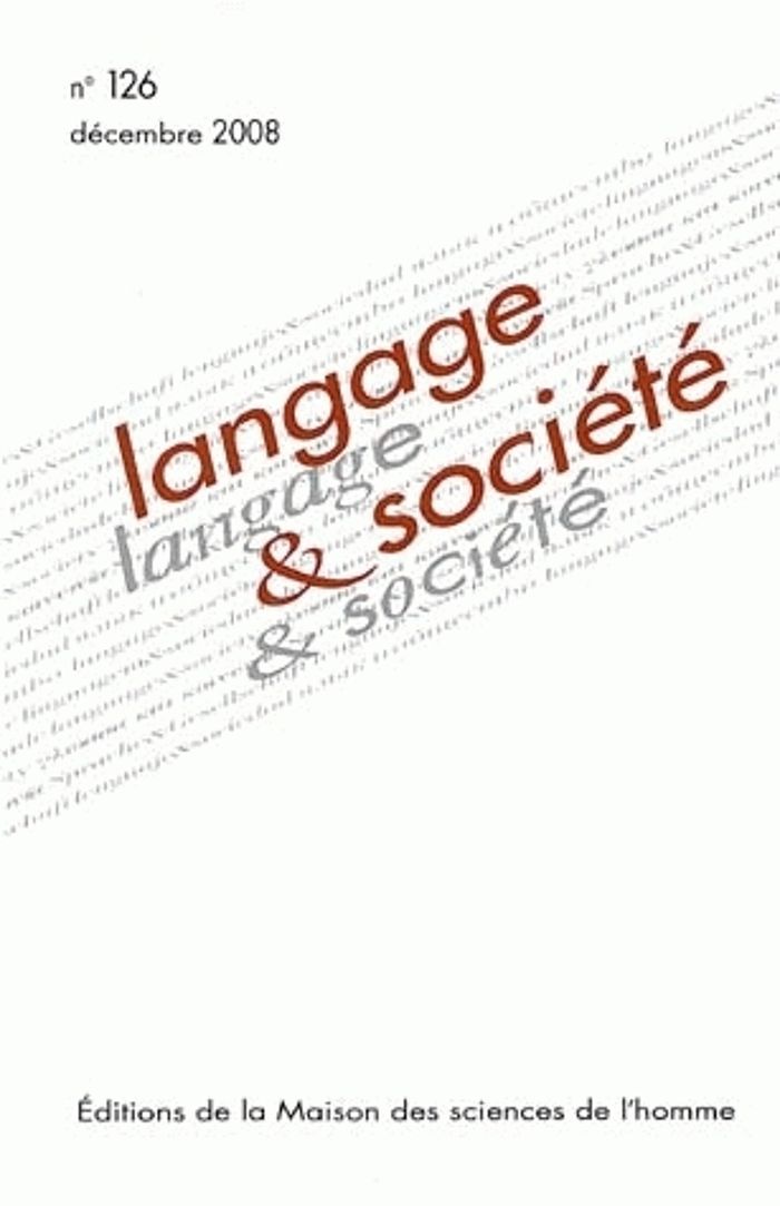 Couverture du livre « LANGAGE ET SOCIETE, N 126/DEC. 2008 » de Xxx, librairie Les Contes Infusés à Corte
