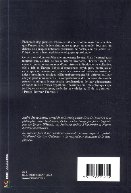 Quatrième de couverture de « LES HORREURS DU MONDE - UNE PHENOMENOLOGIE DES AFFECTIONS HISTORIQUES »