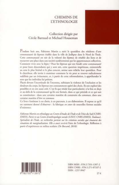 Quatrième de couverture de « RECONSTRUIRE DU COMMUN. LES CREATIONS SOCIALES DES LEPREUX EN INDE »