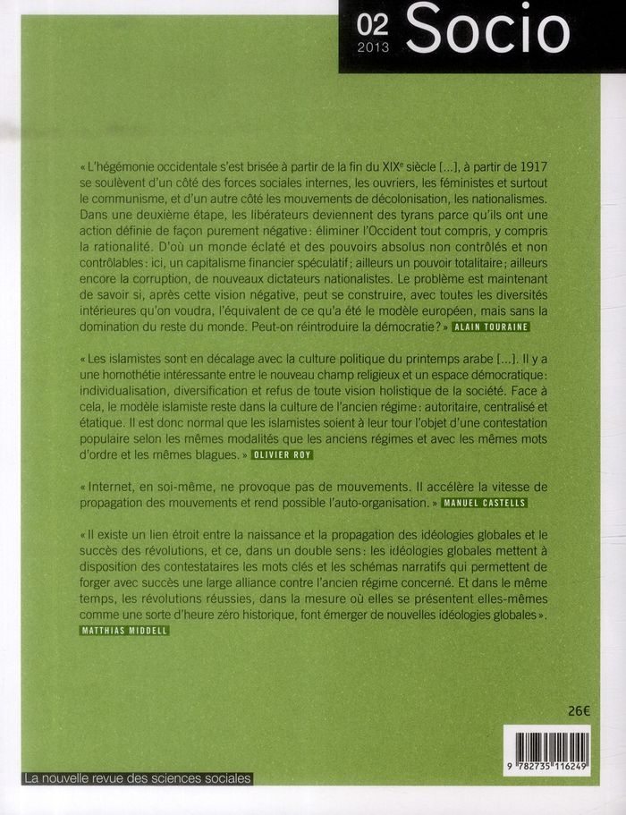 Quatrième de couverture de « SOCIO N 2. REVOLUTIONS, INDIGNATIONS, CONTESTATIONS »