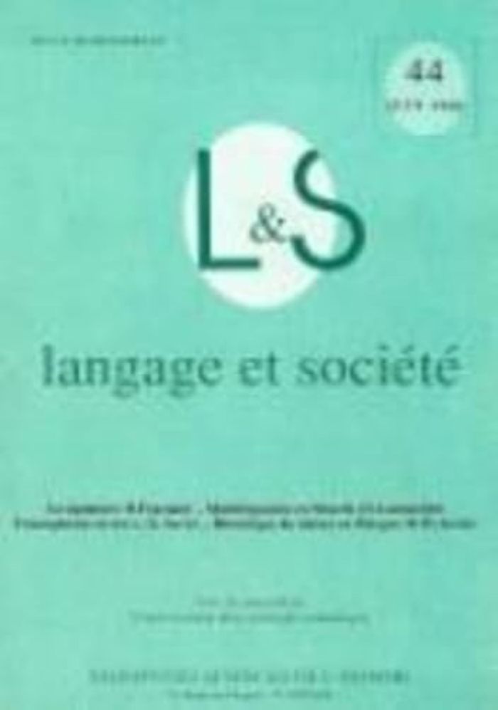 Couverture du livre « LANGAGE ET SOCIETE, N 44/JUIN 1988 » de Luca Greco, librairie Les Contes Infusés à Corte