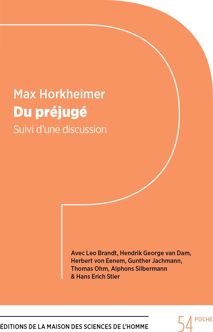 Couverture du livre « Du préjugé » de Max Horkheimer, librairie Les Contes Infusés à Corte
