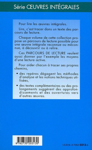 Quatrième de couverture de « L'EDUCATION SENTIMENTALE - PARCOURS DE LECTURE »