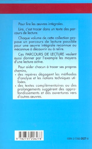 Quatrième de couverture de « MADAME BOVARY - PARCOURS DE LECTURE »