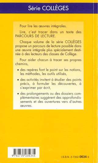 Quatrième de couverture de « LE MEDECIN MALGRE LUI - PARCOURS DE LECTURE »