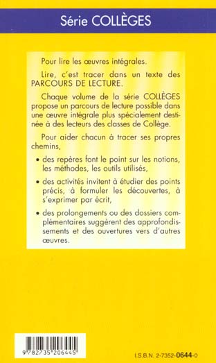 Quatrième de couverture de « LA VENUS D' ILLE - PARCOURS DE LECTURE »