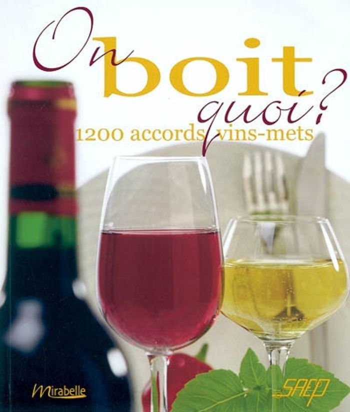 Couverture du livre « ON BOIT QUOI ? : 1.200 ACCORDS VINS-METS », librairie Les Contes Infusés à Corte