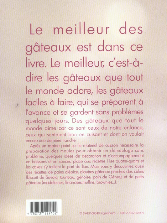 Quatrième de couverture de « CAKES QUATRE QUARTS PAINS EPICE »