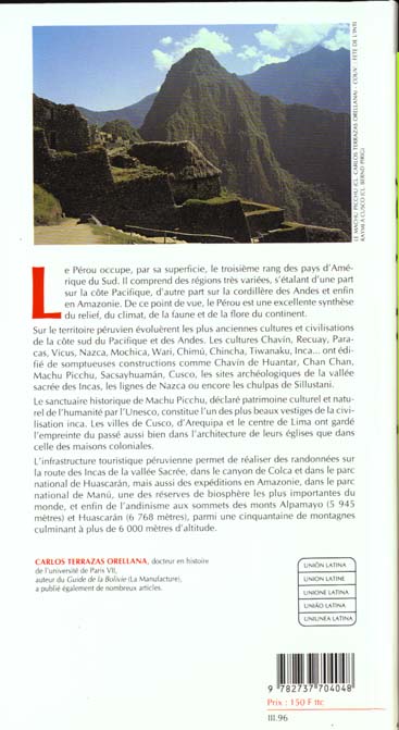 Quatrième de couverture de « GUIDE MANUF. PEROU »