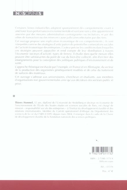 Quatrième de couverture de « STRATEGIES DES FIRMES INDUSTRIELLES ET CONTESTATION SOCIALE »