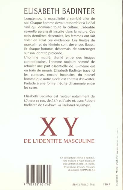 Quatrième de couverture de « XY - DE L'IDENTITE MASCULINE »