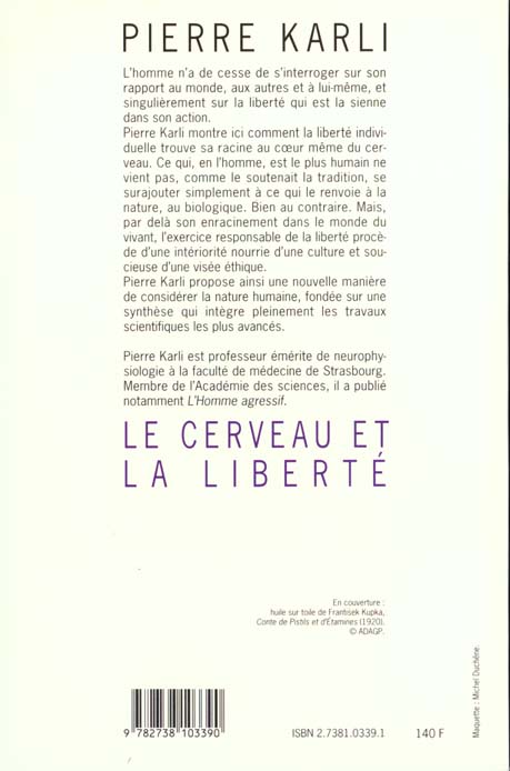 Quatrième de couverture de « LE CERVEAU ET LA LIBERTE »