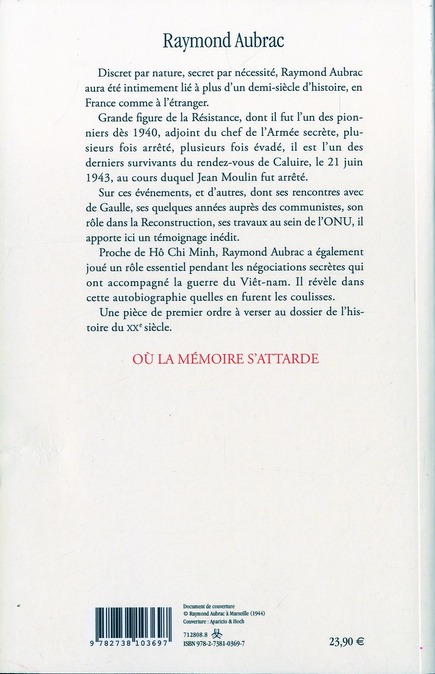 Quatrième de couverture de « OU LA MEMOIRE S'ATTARDE »