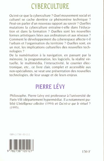 Quatrième de couverture de « CYBERCULTURE - RAPPORT AU CONSEIL DE L'EUROPE »