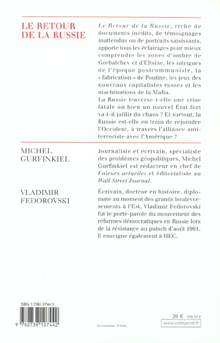 Quatrième de couverture de « LE RETOUR DE LA RUSSIE »