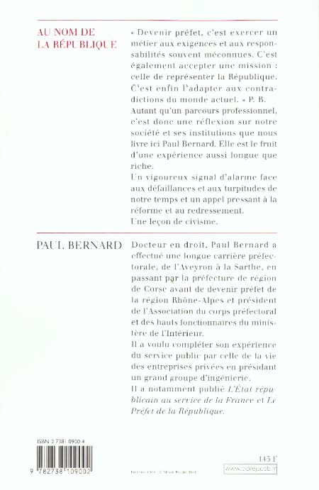 Quatrième de couverture de « AU NOM DE LA REPUBLIQUE »