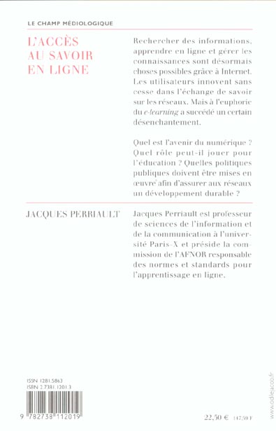 Quatrième de couverture de « L'ACCES AU SAVOIR EN LIGNE »